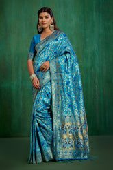 Shop Elegant Turquoise Banarasi Art Silk Woven Ready to Wear Saree Online - Best Prices-RTW-2096